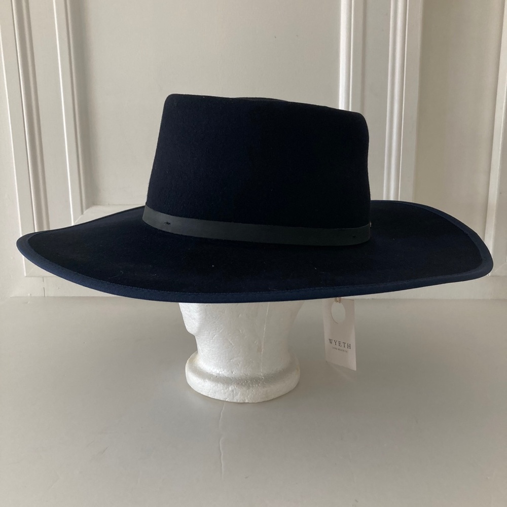 NWT Free People Wyeth Leather Band Black Felt Hat